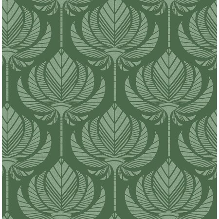 MANHATTAN COMFORT Midland Palmier Green Lotus Fan 33 ft L X 205 in W Wallpaper BR4014-26426